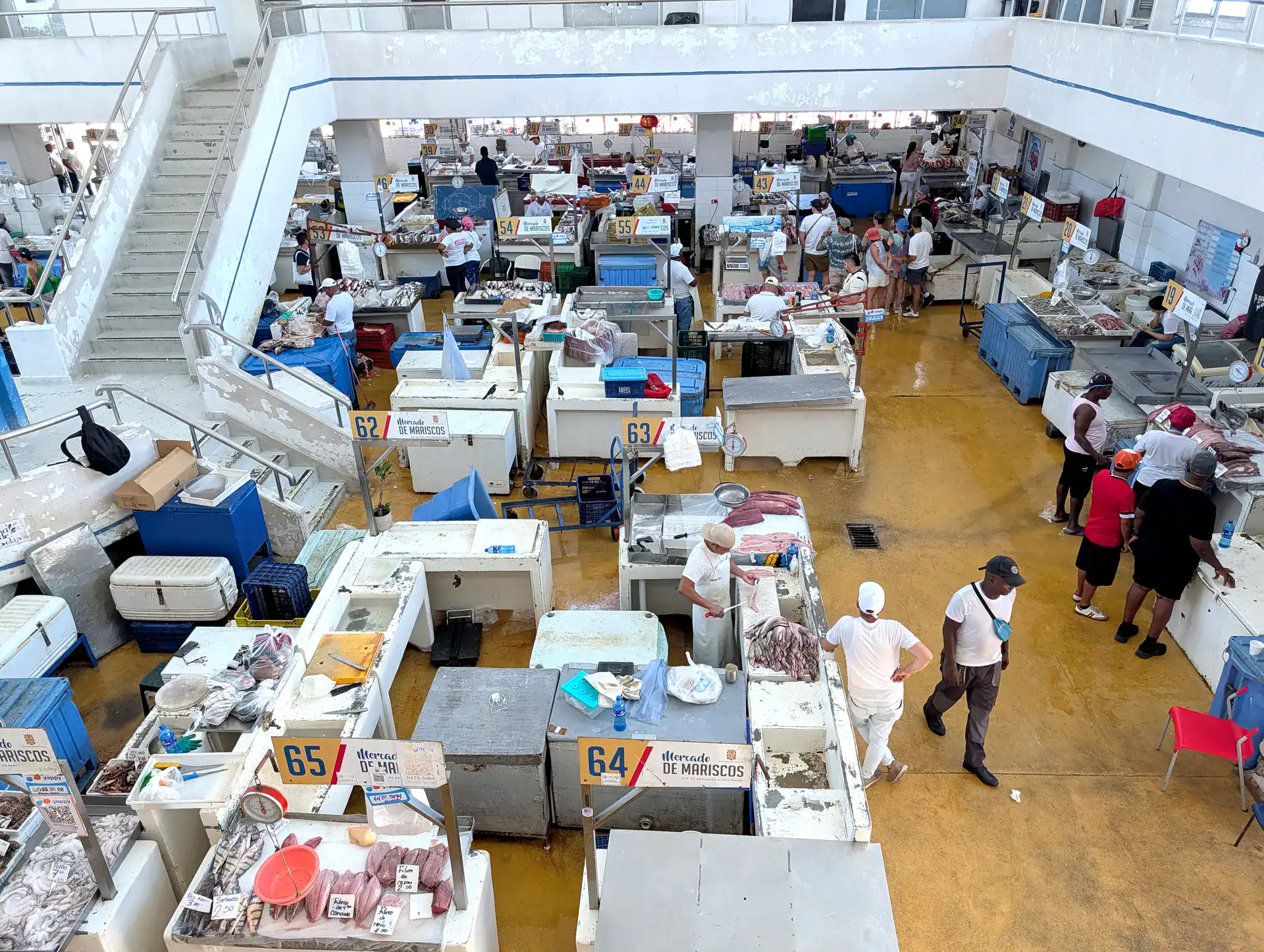 View of Mercado de Mariscos fish market from the second floor