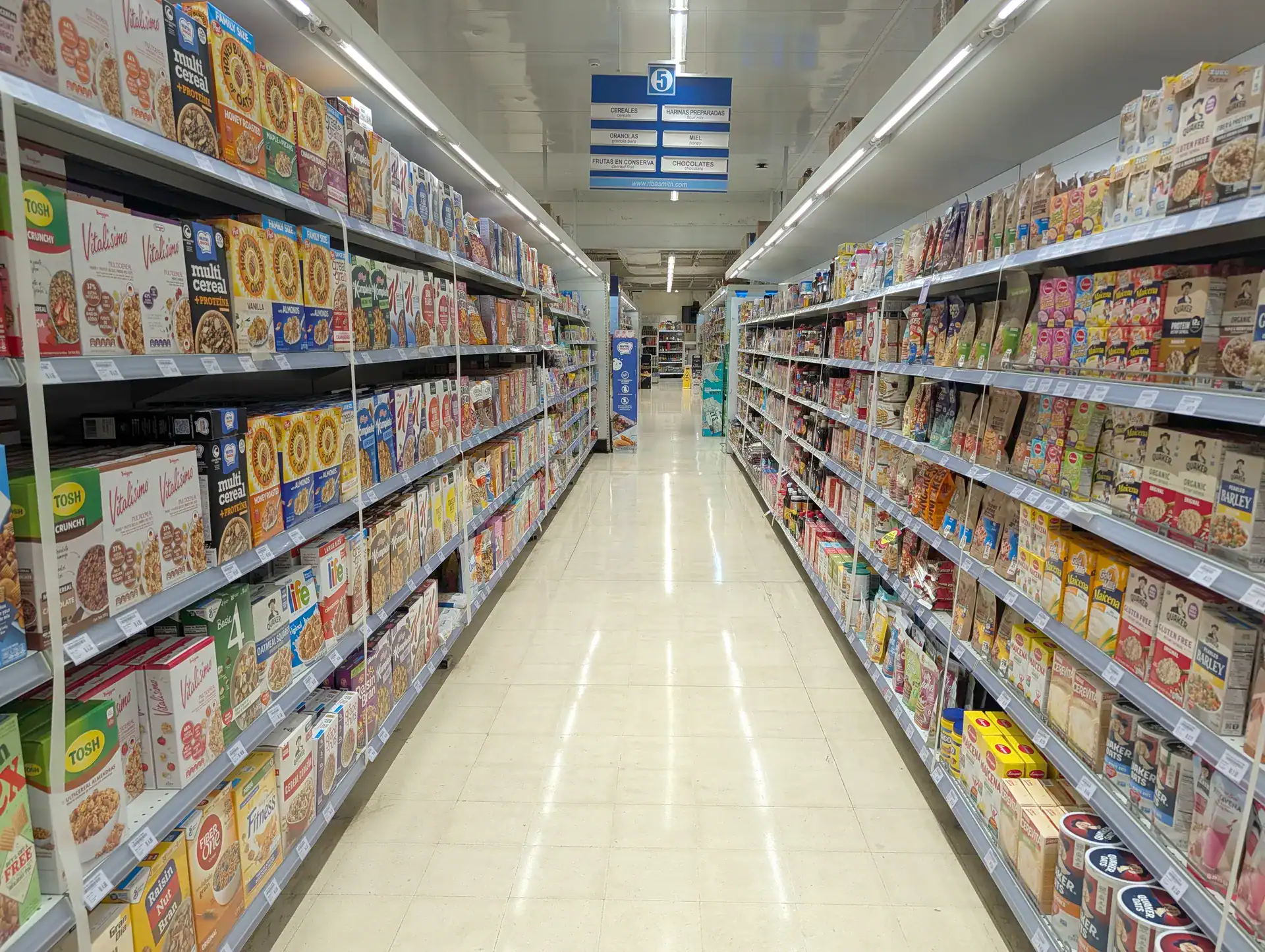An aisle inside Riba Smith supermarket Panama City