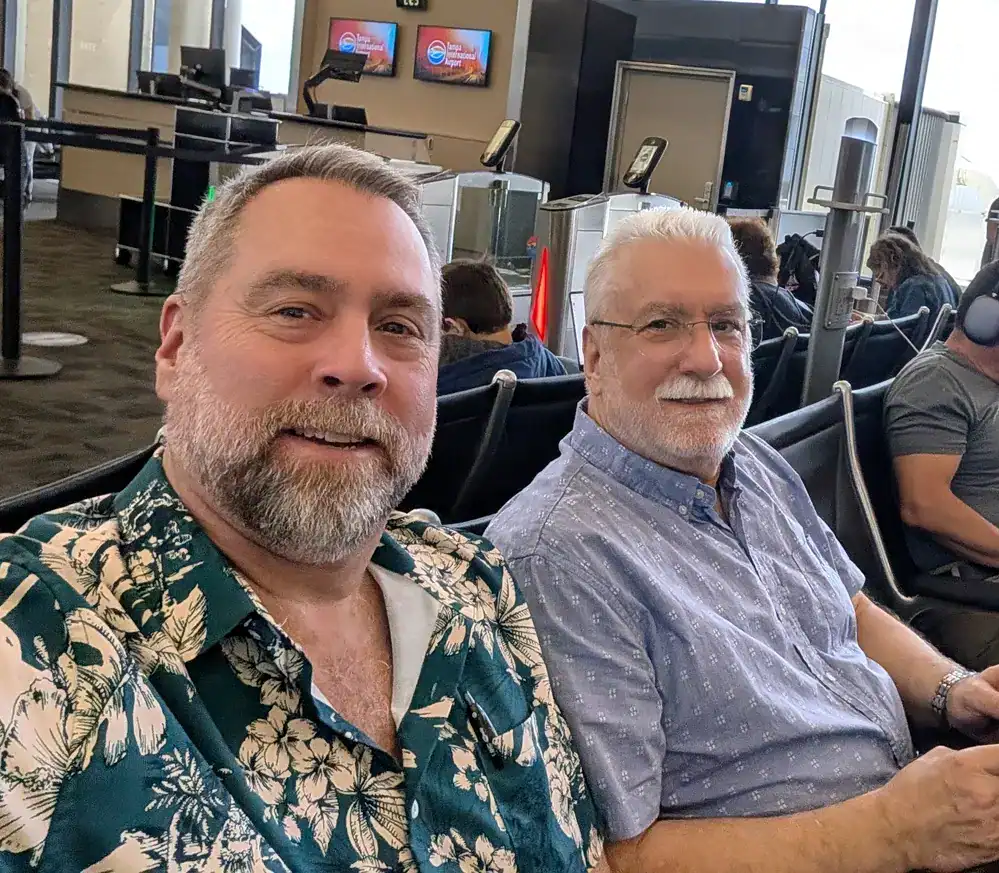 Brian and Kent at Tampa International Airport, about to board Copa Airlines to Panama City