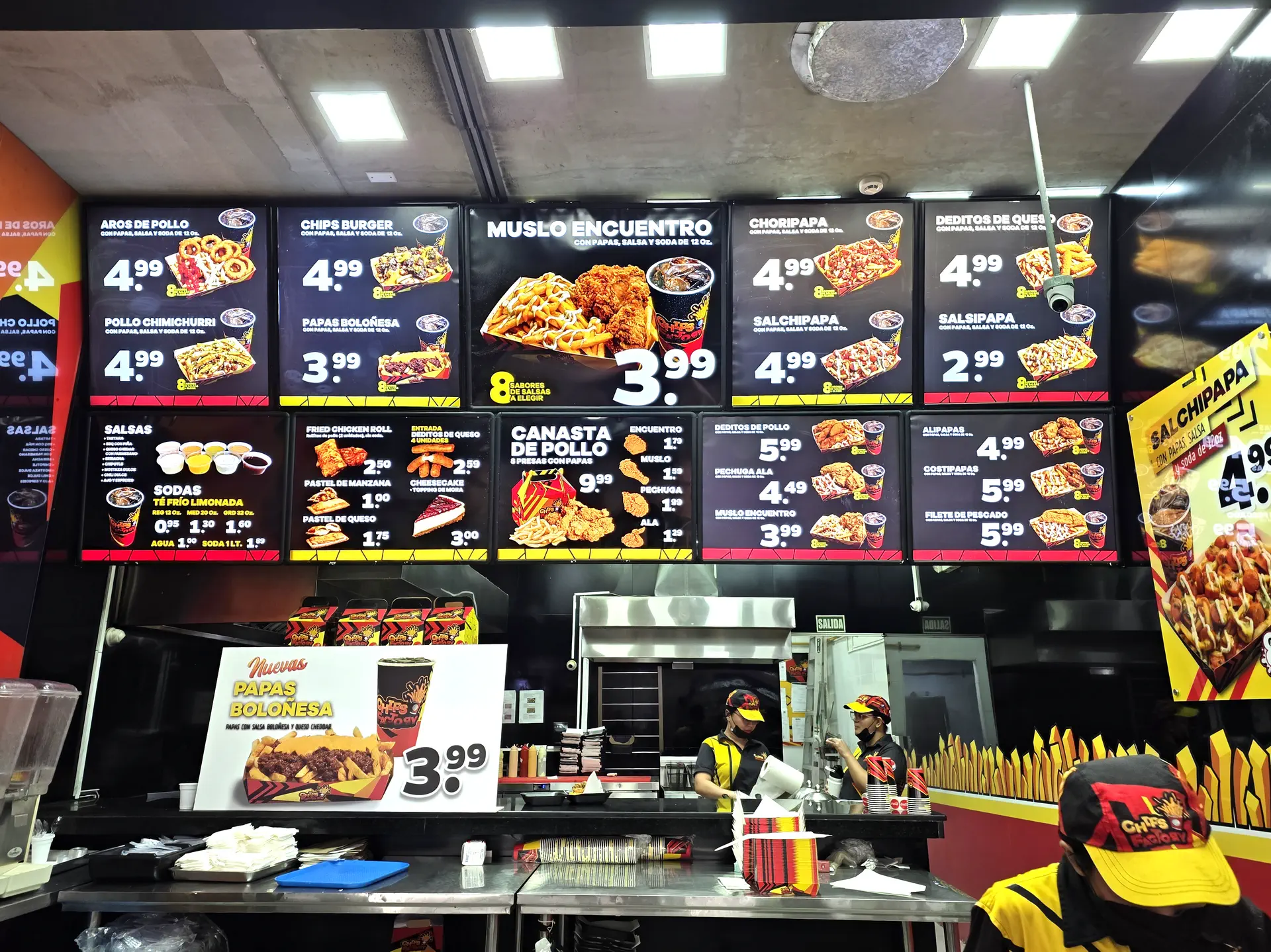 Local Panamanian fast food chain in the Albrook Mall food court with noticeably lower prices