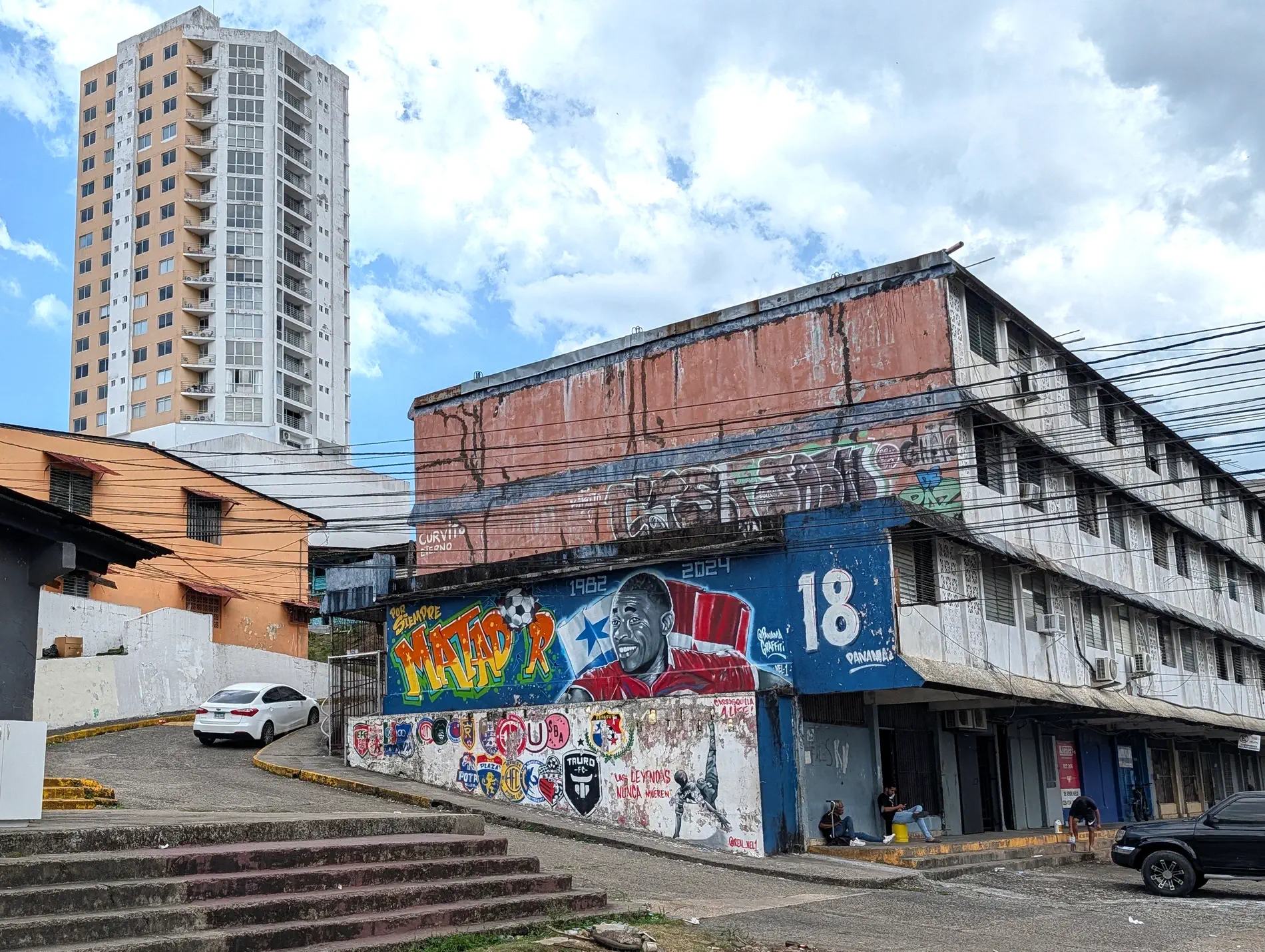 Run-down older apartment buildings in the southern part of the Carrasquilla neighborhood Panama City